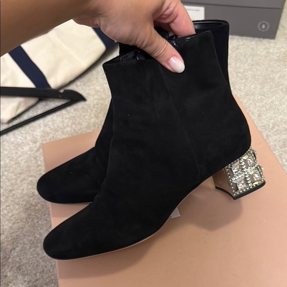 Miu Miu Black Boots with Silver Embellished Heel - Picture 3 of 7